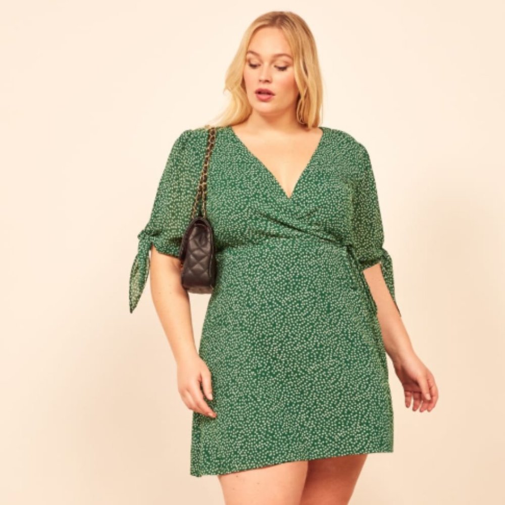 Reformation Green Mini Wrap Dress